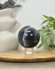Banded Agate Sphere Geode with Quartz Crystal Cavity - SPH0151