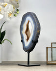 Natural Blue Banded Agate Portal with Metal Stand - MWS2321