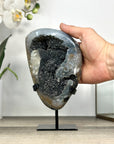 Black Amethyst Geode with Calcite Crystal Specimen - MWS2848