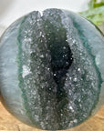 Banded Agate & Green Quartz Druzy Sphere Geode - SPH0190