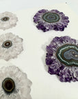 Wholesale Amethyst & Quartz Stalactite Slices for Jewelry Making - Bulk Flat Set - STS0022