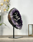 Amethyst Geode with Calcite Crystal Highlights for Home Decor - MWS2682