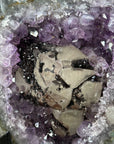 Rare Large Amethyst Geode with Quartz Shell & Black Hematite Calcite Inclusion - MWS2535
