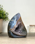 Blue agate & Quartz Stone Flame Carving - FST0164