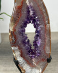 Natural Amethyst & Quartz Geode Slice with Metallic Stand - MWS2238