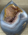 Blue Agate & Quartz Druzy Stone Flame Carving - FST0165