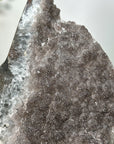 Smoky Sugar Quartz Geode on Metal Stand – Unique Crystal for Office Decor - MWS2740