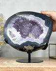 Large Blue Agate Geode with Calcite Formation - MWS0451