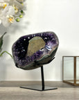 Amethyst Geode with Calcite Centerpiece on Stand for Collector Display - MWS2612