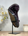 Natural Amethyst Geode, Metallic Stand Included - MWS1486