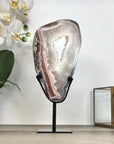 Jasper & Quartz Slice with Druzy Crystals - Stand included - MWS2923