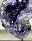 Large Natural Amethyst Stone with Green Jasper Shell on Metal Stand - MWS2820