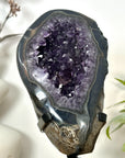 Natural Agate & Amethyst Geode on Metal Stand - MWS3131