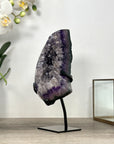 Natural Amethyst Crystal Moon Shape on metal stand - MWS2583