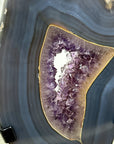 Large Blue Agate & Amethyst Geode Slice, Stand Included - MWS1955
