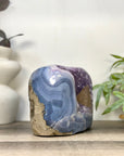 Blue Agate & Amethyst Geode with Calcite Formation - CBP1422