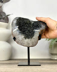 Unique Natural Black Amethyst Geode on Metal Stand - MWS3387