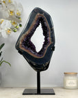 Unique Large Agate & Amethyst Portal Geode, Metal Stand Included - MWS1563