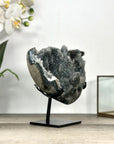 Rare Gray Quartz Druzy Cluster on Metal Stand - MWS2769