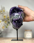 Beautiful Natural Amethyst Geode, Metal Stand Included - MWS1764