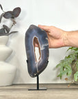 Natural Blue Banded agate & Quartz Druzy Crystal Portal - MWS3250