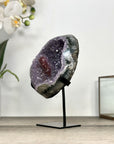 Amethyst Geode on Stand with Red Hematite & Calcite Formation