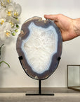 Agate Slice from Uruguay with Crystal Center on Stand for Home Decor - MWS2662