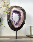 Amethyst Geode Slice Portal with Purple Crystal Center for Home Decor - MWS2657
