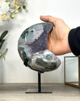 Amethyst & Green Jasper Crystal Moon with Stand - MWS2585