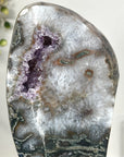 Natural Agate Slice with Amethyst Crystal Cavities for Home Decor Display - MWS2664