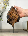 Natural Agate Stone Leaf Carving with Rar Quartz Formation - MWS2497