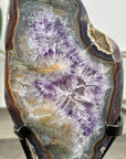 Agate Geode Slice with Purple Quartz Crystals - MWS2906