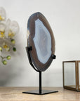 Uruguayan Blue Banded Agate Polished Slice with metal Stand - MWS2000