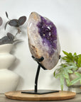 Natural Amethyst & Quartz Stone Specimen on Metal Stand - MWS3139