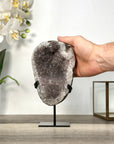 Grey Amethyst Geode on Metal Stand from Uruguay
