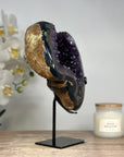 Natural Amethyst Stone Geode with Metallic Stand - MWS1706