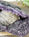 Natural Uruguayan Amethyst Geode with Calcite Formation Covered with Sugar Quartz Crystals - CBP1412