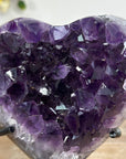 A+ Grade Natural Amethyst Heart Carving with Metal Stand - HST0239