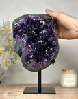 Top Quality Deep Purple Natural Amethyst Geode with Green Jasper Shell - MWS1762