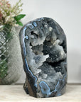 Unique Large Quartz Geode with Blue agate Shell full of Stalactites - CBP1074