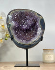 Natural Blue Banded Agate Geode with Amethyst Crystals - MWS1490