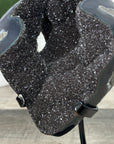 Natural Druzy Quartz Geode in Stand – Unique Black Crystal Display Piece - MWS2897