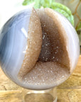 Banded Agate & Druzy Sphere Geode - SPH0171