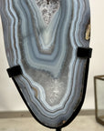 Polished Blue Banded Agate from Uruguay – Crystal Art Stone on Stand - MWS2013