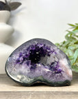 Natural Deep Purple Amethyst Geode with Calcite Inclusion - STGE0052