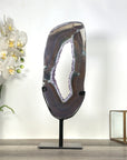 Amethyst & Agate Slice on Stand – Home Decor Crystal Display Specimen - MWS2673