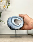 Agate Geode with Druzy Crystals on Metal Stand – Unique Natural Display Piece - MWS2863