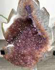 Pink Amethyst Stone Leaf Carving - Metal Stand Included - MWS2805