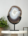 Blue Banded Agate Slice with Metal Stand - MWS2133