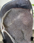 Blue Agate Geode with Druzy Crystals - Metal Stand included - MWS3347